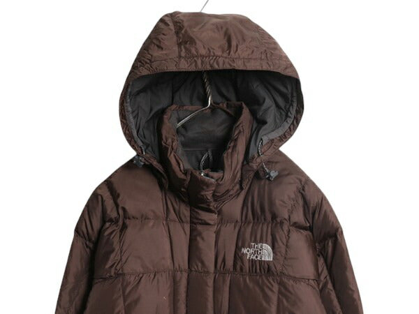 ノースフェイス ダウン ジャケット レディース S 古着 The North Face アウトドア 600フィル フード パーカー フルジップ ハーフ コート 茶
