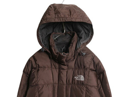 ノースフェイス ダウン ジャケット レディース S 古着 The North Face アウトドア 600フィル フード パーカー フルジップ ハーフ コート 茶