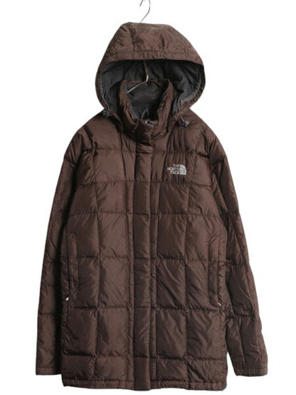 ノースフェイス ダウン ジャケット レディース S 古着 The North Face アウトドア 600フィル フード パーカー フルジップ ハーフ コート 茶