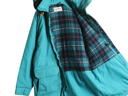 80s エルエルビーン ロング マウンテンパーカー ジャケット メンズ L 程/ ヴィンテージ LLBEAN コート 中綿 チェック ウール ライナー付き