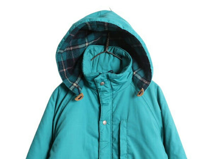 80s エルエルビーン ロング マウンテンパーカー ジャケット メンズ L 程/ ヴィンテージ LLBEAN コート 中綿 チェック ウール ライナー付き