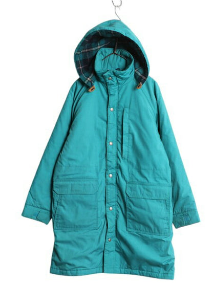 80s エルエルビーン ロング マウンテンパーカー ジャケット メンズ L 程/ ヴィンテージ LLBEAN コート 中綿 チェック ウール ライナー付き
