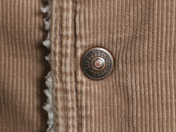 70s USA製 リーバイス 裏 ボア コーデュロイ ベスト メンズ M 古着 ヴィンテージ LEVIS 細畝 重ね着 前開き パイル フリース ポケット付き