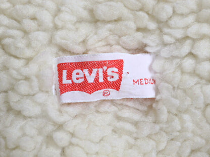 70s USA製 リーバイス 裏 ボア コーデュロイ ベスト メンズ M 古着 ヴィンテージ LEVIS 細畝 重ね着 前開き パイル フリース ポケット付き