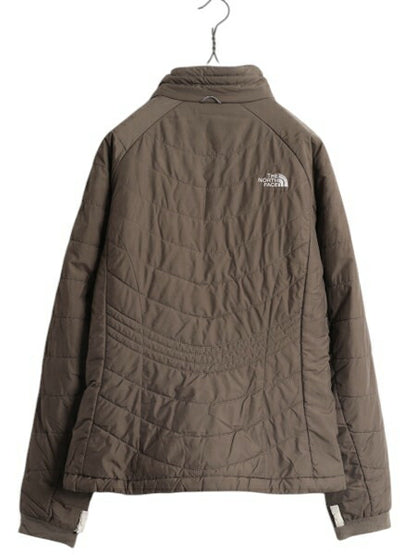 US企画 ノースフェイス 中綿 キルティング ナイロン ジャケット レディース M The North Face 裏 ボア パイル フリース ブルゾン ブラウン