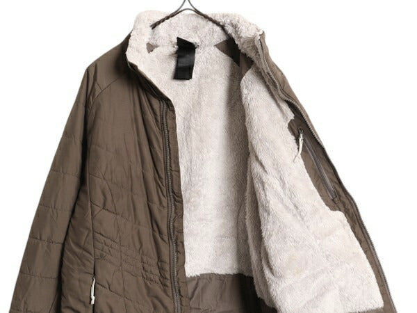US企画 ノースフェイス 中綿 キルティング ナイロン ジャケット レディース M The North Face 裏 ボア パイル フリース ブルゾン ブラウン