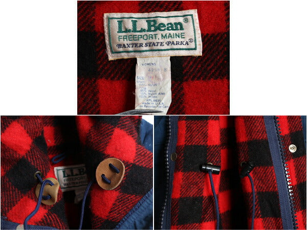 80s USA製 エルエルビーン ナイロン マウンテンパーカー ジャケット レディース XL メンズ M ヴィンテージ ウール ライナー付き LLBEAN 紺