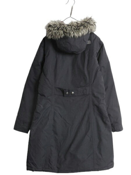 ノースフェイス HYVENT ロング ダウン コート レディース M / 古着 THE NORTH FACE パーカー ジャケット ブルゾン フェイク ファー付き 黒