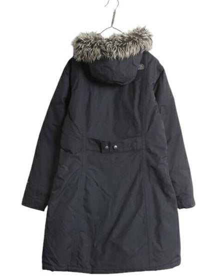 ノースフェイス HYVENT ロング ダウン コート レディース M / 古着 THE NORTH FACE パーカー ジャケット ブルゾン フェイク ファー付き 黒