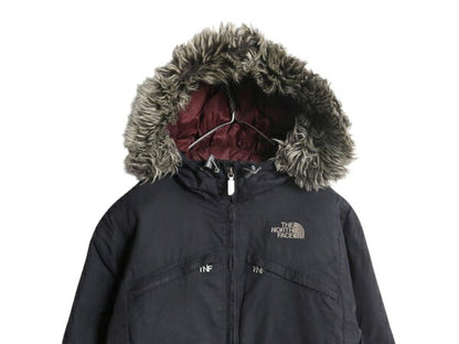 ノースフェイス HYVENT ロング ダウン コート レディース M / 古着 THE NORTH FACE パーカー ジャケット ブルゾン フェイク ファー付き 黒