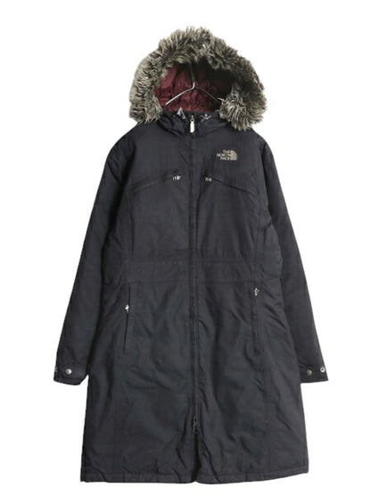 ノースフェイス HYVENT ロング ダウン コート レディース M / 古着 THE NORTH FACE パーカー ジャケット ブルゾン フェイク ファー付き 黒