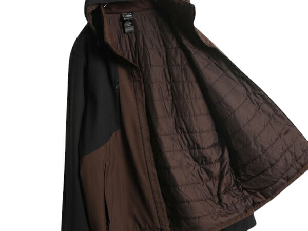 US企画 ノースフェイス APEX 中綿 ソフトシェル フード パーカー ジャケット メンズ L / The North Face ブルゾン フルジップ マンパ 黒 茶
