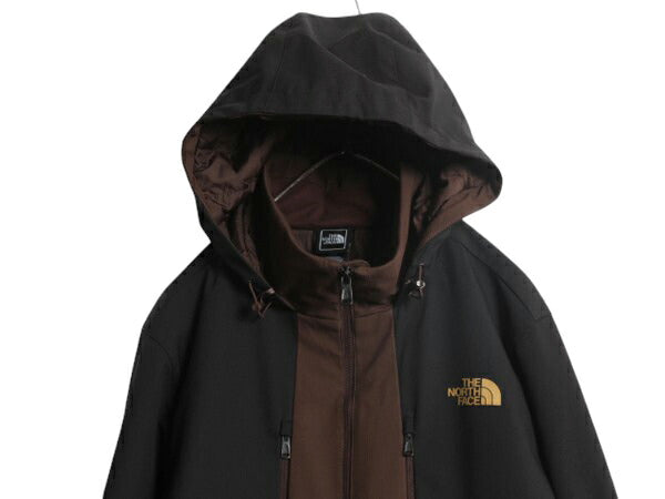 US企画 ノースフェイス APEX 中綿 ソフトシェル フード パーカー ジャケット メンズ L / The North Face ブルゾン フルジップ マンパ 黒 茶