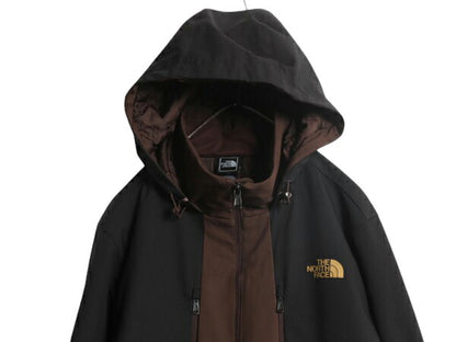 US企画 ノースフェイス APEX 中綿 ソフトシェル フード パーカー ジャケット メンズ L / The North Face ブルゾン フルジップ マンパ 黒 茶