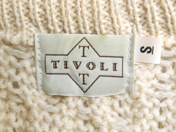 TIVOLI フィッシャーマン ウール ニット セーター レディース S / アランニット ケーブル ローゲージ 無地 生成り クルーネック ナチュラル