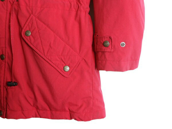 90s エルエルビーン ナイロン ダウン ジャケット レディース S 古着 オールド LLBEAN アウトドア フード ハーフ コート ブルゾン マンパ 赤