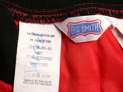 80s BIG SMITH 中綿 キルティング ナイロン ベスト メンズ M 赤 古着 ヴィンテージ ビッグスミス フルジップ 重ね着 前開き ワーク レッド
