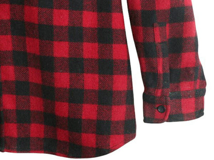 エルエルビーン ブロック チェック 長袖 CPO ウール シャツ メンズ XL / 古着 LLBEAN ヘビーウェイト ジャケット 厚手 大きいサイズ 赤 黒