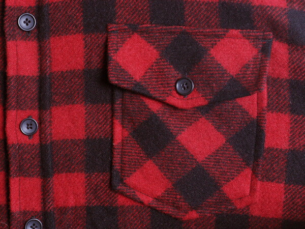 エルエルビーン ブロック チェック 長袖 CPO ウール シャツ メンズ XL / 古着 LLBEAN ヘビーウェイト ジャケット 厚手 大きいサイズ 赤 黒