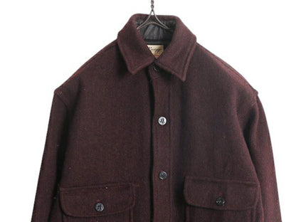 60s USA製 FOX KNAPP 長袖 CPO ウール シャツ メンズ XS 古着 ヴィンテージ ジャケット 長袖シャツ ヘビーウェイト バーガンディ 厚手 無地