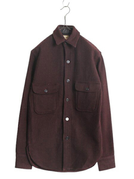 60s USA製 FOX KNAPP 長袖 CPO ウール シャツ メンズ XS 古着 ヴィンテージ ジャケット 長袖シャツ ヘビーウェイト バーガンディ 厚手 無地