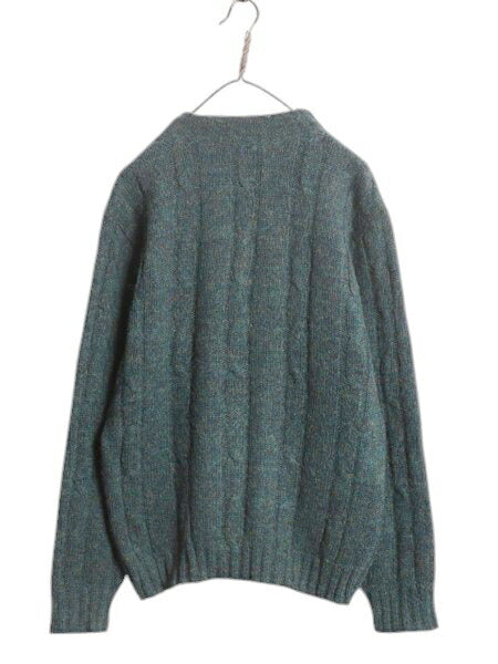 60s BRENTWOOD ニット セーター メンズ L / 60年代 ヴィンテージ シェットランド ウール アラン ケーブル フィッシャーマン モックネック