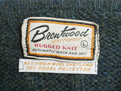 60s BRENTWOOD ニット セーター メンズ L / 60年代 ヴィンテージ シェットランド ウール アラン ケーブル フィッシャーマン モックネック