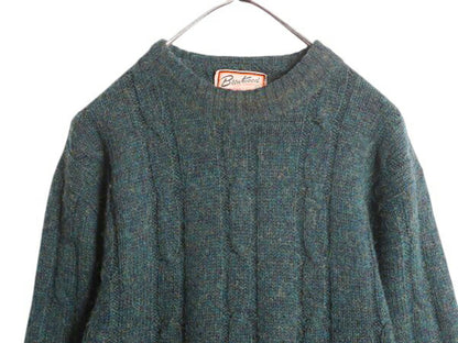 60s BRENTWOOD ニット セーター メンズ L / 60年代 ヴィンテージ シェットランド ウール アラン ケーブル フィッシャーマン モックネック