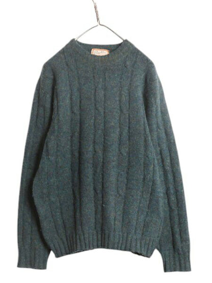 60s BRENTWOOD ニット セーター メンズ L / 60年代 ヴィンテージ シェットランド ウール アラン ケーブル フィッシャーマン モックネック