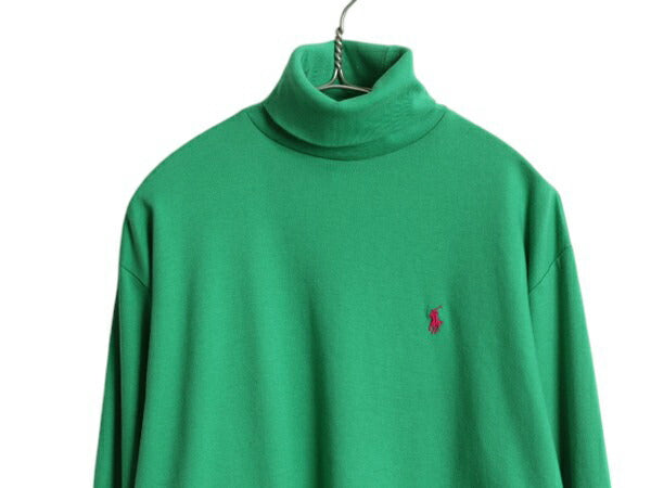 90s ラルフローレン タートルネック 長袖 Tシャツ メンズ L オールド ポロ ロンT スムース コットン ストレッチ シングルステッチ シンプル
