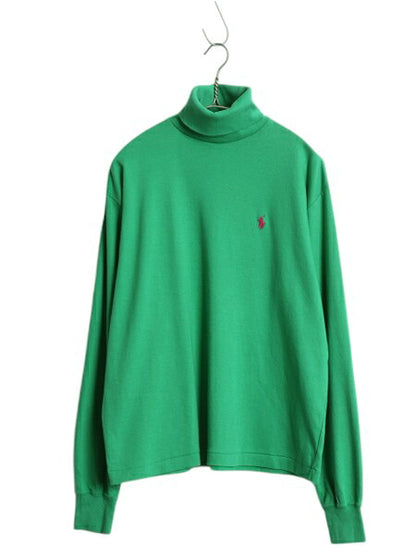 90s ラルフローレン タートルネック 長袖 Tシャツ メンズ L オールド ポロ ロンT スムース コットン ストレッチ シングルステッチ シンプル
