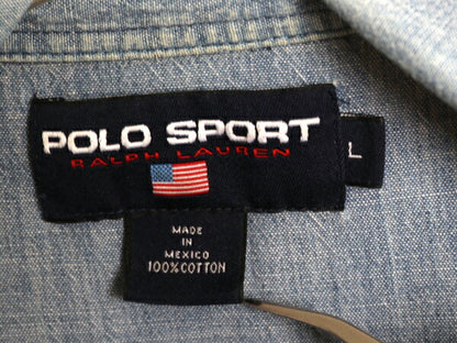 90s ポロスポーツ ラルフローレン ボーダー 半袖 ラガーシャツ メンズ L / オールド 半袖シャツ ポロシャツ ワンポイント カットソー 薄手