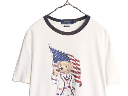 ポロベアー ポロ ラルフローレン プリント 半袖 リンガー Tシャツ メンズ レディース S / 古着 キャラクター 半袖Tシャツ シングルステッチ