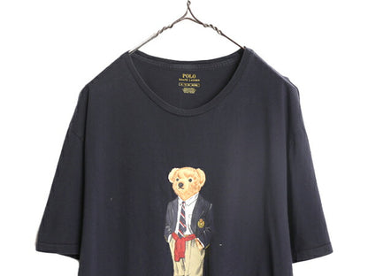 ポロベアー ポロ ラルフローレン プリント 半袖 Tシャツ メンズ XL 古着 キャラクター シングルステッチ 大きいサイズ ネイビー アイビー