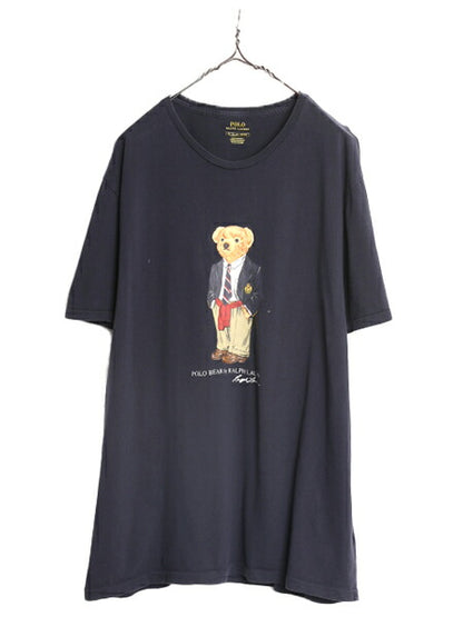 ポロベアー ポロ ラルフローレン プリント 半袖 Tシャツ メンズ XL 古着 キャラクター シングルステッチ 大きいサイズ ネイビー アイビー