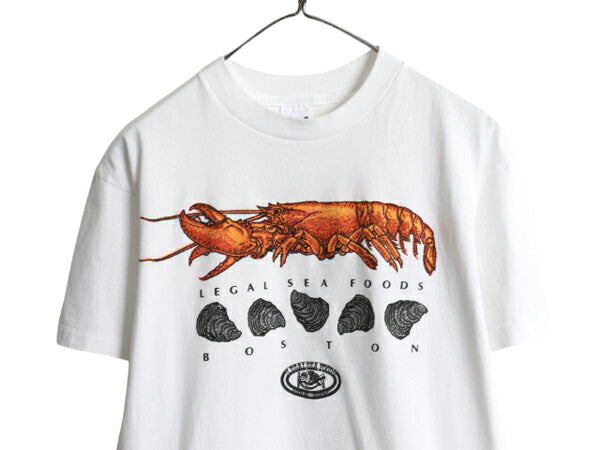 90s USA製 アート イラスト プリント Tシャツ メンズ L オールド ロブスター アニマル グラフィック シングルステッチ ヘビーウェイト 企業