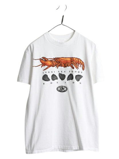 90s USA製 アート イラスト プリント Tシャツ メンズ L オールド ロブスター アニマル グラフィック シングルステッチ ヘビーウェイト 企業
