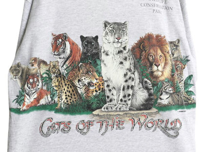 90s USA製 アニマル アート 両面 プリント Tシャツ メンズ XL オールド 当時物 ネコ イラスト グラフィック シングルステッチ 大きいサイズ