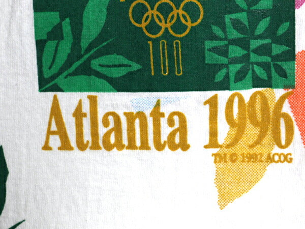 90s オリンピック イラスト プリント Tシャツ メンズ L 古着 オールド アトランタ グラフィック シングルステッチ ヘビーウェイト ホワイト