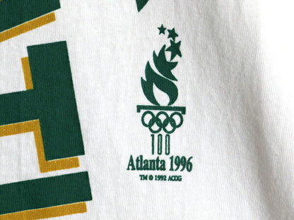 90s オリンピック イラスト プリント Tシャツ メンズ L 古着 オールド アトランタ グラフィック シングルステッチ ヘビーウェイト ホワイト