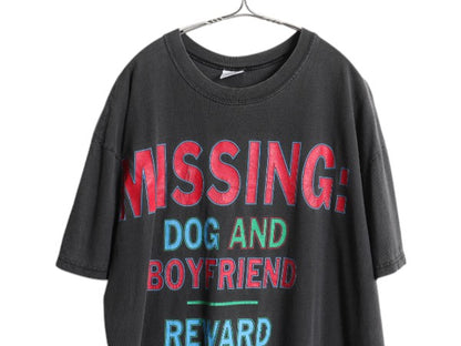 90s ジョーク メッセージ プリント Tシャツ メンズ XXL 程/ オールド グラフィック カットソー プリントT 大きいサイズ ゆったり ブラック