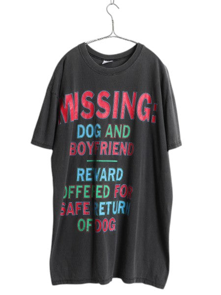 90s ジョーク メッセージ プリント Tシャツ メンズ XXL 程/ オールド グラフィック カットソー プリントT 大きいサイズ ゆったり ブラック