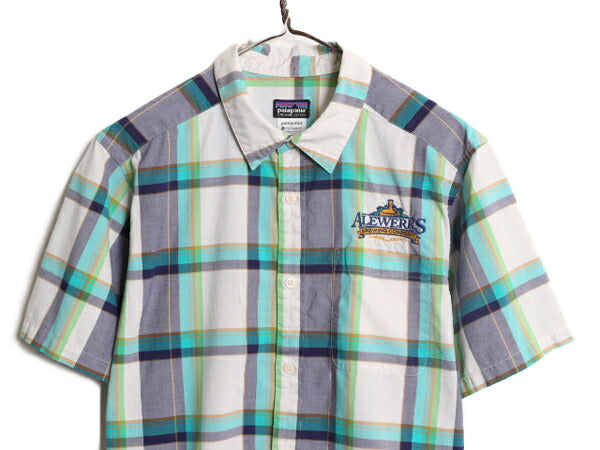 13年製 パタゴニア チェック 半袖 シャツ メンズ M / Patagonia アウトドア マルチカラー オーガニック コットン ゴー トゥ ポケット付き