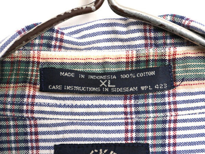 90s ドッカーズ リーバイス チェック ボタンダウン 半袖 シャツ メンズ XL 古着 90年代 オールド LEVIS DOCKERS コットン BD 大きいサイズ