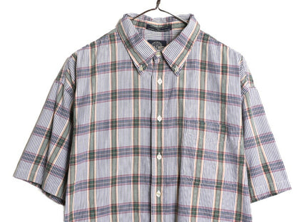 90s ドッカーズ リーバイス チェック ボタンダウン 半袖 シャツ メンズ XL 古着 90年代 オールド LEVIS DOCKERS コットン BD 大きいサイズ