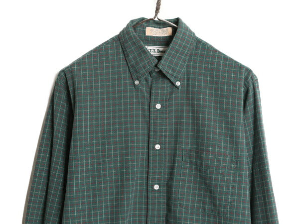 90s エルエルビーン チェック オックスフォード 長袖 ボタンダウン シャツ メンズ M 程/ 90年代 オールド LLBean 長袖シャツ マルチカラー