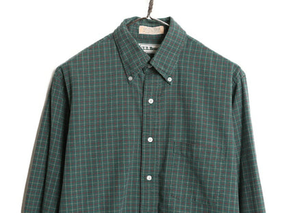 90s エルエルビーン チェック オックスフォード 長袖 ボタンダウン シャツ メンズ M 程/ 90年代 オールド LLBean 長袖シャツ マルチカラー