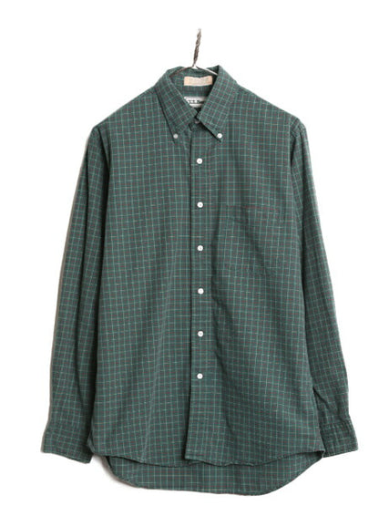 90s エルエルビーン チェック オックスフォード 長袖 ボタンダウン シャツ メンズ M 程/ 90年代 オールド LLBean 長袖シャツ マルチカラー