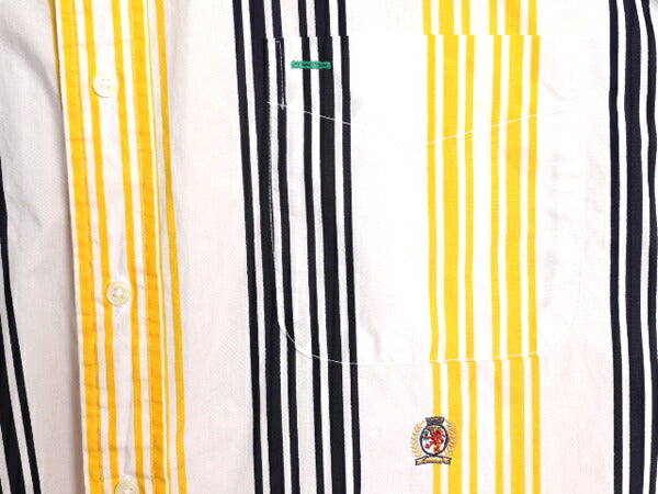 90s トミーヒルフィガー ストライプ 長袖 ボタンダウン シャツ メンズ XL / 90年代 オールド TOMMY HILFIGER 長袖シャツ ポケット付き BD