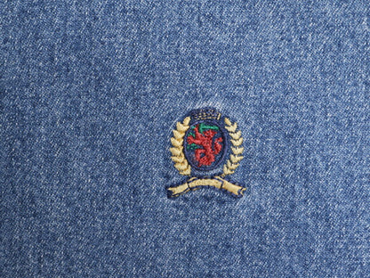 90s トミーヒルフィガー デニム 長袖 ボタンダウン シャツ メンズ XL / 90年代 オールド TOMMY HILFIGER 長袖シャツ コットン ワンポイント